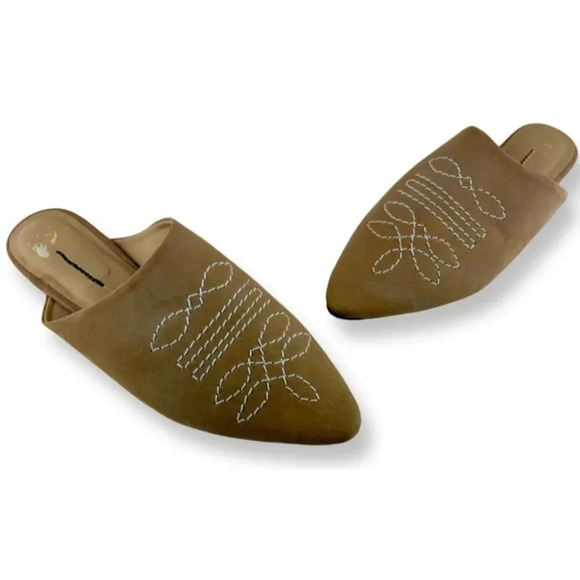 Anthropologie Western Embroidered Slip-on Flats Mules Size EU 40 US 9 - Picture 2 of 11